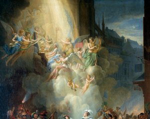Detail van De bekering van Henri de Joyeuse. Muzikale engelen door Jean Charles Tardieu