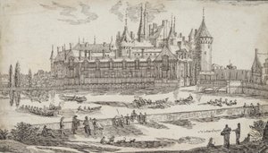 Kasteel aan een rivier door Jean Chaufourier