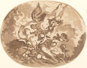 Eros en Psyche door Jean Claude Richard, Abbé de Saint Non after François Boucher