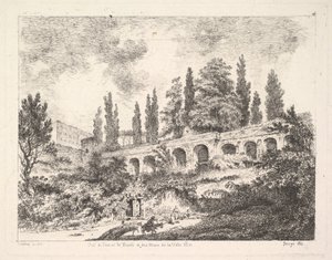 Zicht op de ingang van Tivoli en de muren van de Villa d