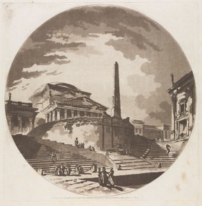 Uitzicht op de Rotonde met Trappen aan de Tiber door Jean Claude Richard de Saint Non