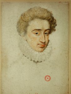 De toekomstige koning Hendrik IV van Frankrijk ten tijde van zijn huwelijk met Margaretha van Valois ... (krijt op papier) door Jean Clouet