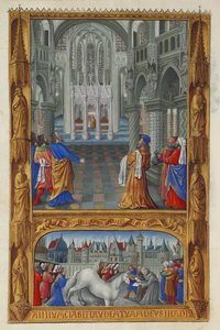 Les Très Riches Heures du duc de Berry, Folio 129v - Het Heilig Sacrament door Jean Colombe