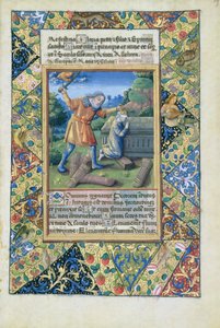 Het offer van Isaak, uit het Getijdenboek van Lodewijk van Orléans, 1490 door Jean Colombe