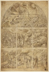 Ontwerp voor een glas-in-loodraam met het verhaal van Aaron door Jean Cousin the Younger