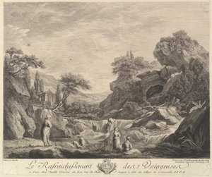 Reizende vrouwen drinken water, 1758