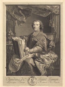 Claudius de Saint-Simon, Prins-Bisschop van Metz door Jean Daullé after Hyacinthe Rigaud