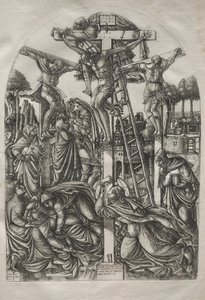 Christus aan het kruis tussen de twee dieven door Jean Duvet