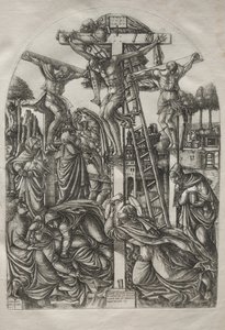 Christus aan het kruis tussen de twee dieven, voor 1561 door Jean Duvet