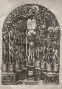 Mozes omringd door de patriarchen, voor 1561 door Jean Duvet
