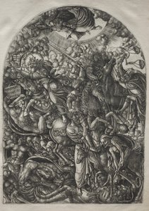 De Apocalyps: St. Jan ziet de vier ruiters door Jean Duvet