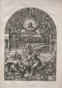 De Apocalyps: De engel toont St. Jan de fontein van levend water door Jean Duvet