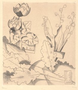 Kunstbloemen: Waterlelies en Lelietjes-van-dalen. door Jean Emile Laboureur