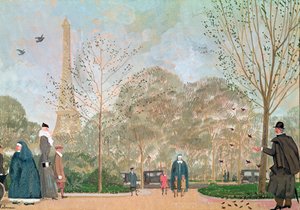 Wandelen in de Jardins du Trocadero, ca. 1920 door Jean Emile Laboureur