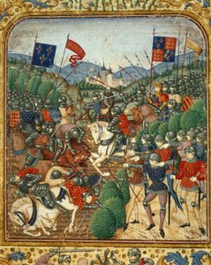 Slag bij Azincourt (1415) (Grandes Chroniques de France door Jean Fouquet, ca. 1467-1476) door Jean Fouquet