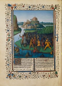 Slag van de Makkabeeën tegen Bacchides, miniatuur Ms fr 247 folio 270 door Jean Fouquet