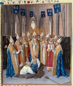 Begrafenis van koning Filips IV de Schone in de Basiliek Saint Denis. Miniatuur uit 
