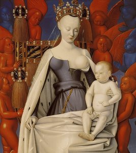 De tronende Madonna met het Christuskind. Diptiek van Melun, rechtervleugel