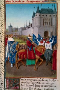 Intocht in Parijs door Karel V (1338-1380) voorafgegaan door Robert de Fiennes (1308 - 1385)
