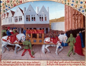 Intocht van Karel IV Duitse keizer in 1378 in Saint-Denis. Miniatuur uit 