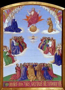 Pinksteren: de nederdaling van de Heilige Geest. Miniatuur uit Het Getijdenboek van Etienne Chevalier door Jean Fouquet (1420-1477/1481) door Jean Fouquet