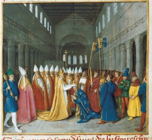 De kroning van Karel de Grote, ca. 1460 (miniatuur)