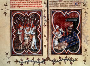 De maarschalken Robert de Clermont en Jean de Conflans werden vermoord door Etienne Marcel (1315-1358) en zijn mannen in de kamer van de dauphin Karel (toekomstige Karel V) in het Palais de la Cité op 22 februari door Jean Fouquet