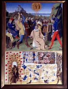 Het martelaarschap van Sint Stefanus door steniging Miniatuur uit 