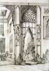 Open haard in het Paleis van de Zeven Torens, in Isfahan, uit 