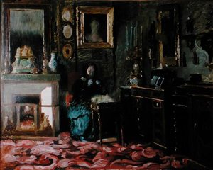De salon van Madame Hanska, rue Fortunee door Jean Francois (after) Gigoux