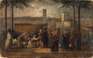 De bloemenmarkt, ca. 1839 door Jean Francois Demay