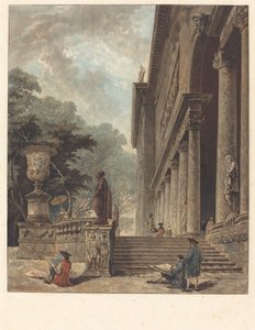 Colonnade et Jardins du Palais de Medici Colonnade en tuinen van het Palazzo Medici, ca. 1776 door Jean Francois Janinet