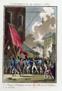 Markies Bernard Rene Jordan de Launay (1740-89) Gouverneur van de Bastille naar het Hotel de Ville gebracht op 14 juli 1789