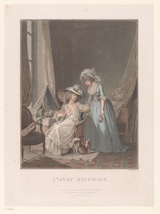 Slaapkamer met twee vrouwen aan een toilettafel door Jean Francois Janinet