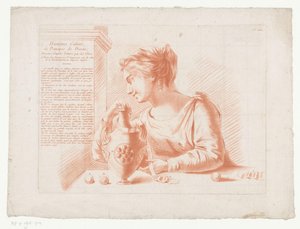 Titelprent met vrouw en kruik