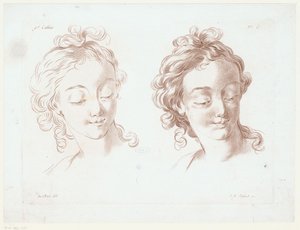 Twee vrouwenhoofden door Jean Francois Janinet