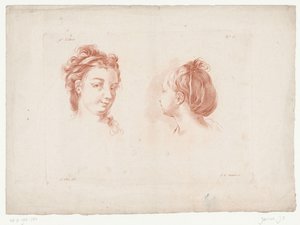 Twee vrouwenhoofden door Jean Francois Janinet