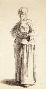 Een staande vrouw met een beker, c.1852-56 door Jean Francois Millet