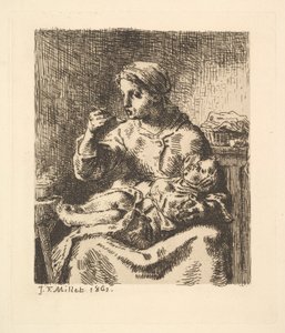 Het koelen van de pap door Jean Francois Millet