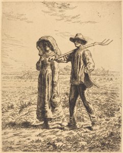 Vertrek naar Werk (Le depart pour le travail) door Jean Francois Millet