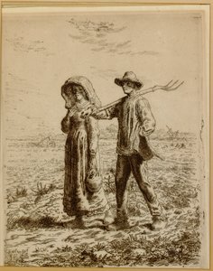Op weg naar werk, 1863 door Jean Francois Millet