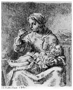 La Bouillie, 1861 1924 door Jean Francois Millet