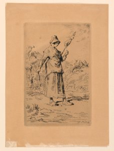 De Spinster door Jean Francois Millet