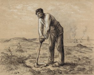 Man met schoffel