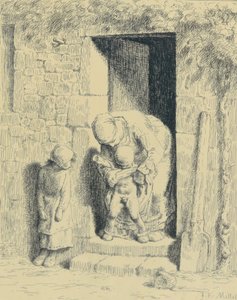 Moederzorg, 1862 door Jean Francois Millet