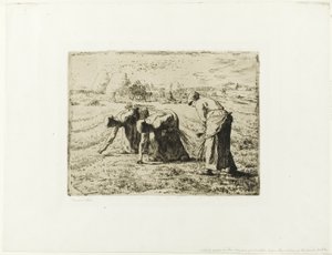 Boer met een kruiwagen door Jean Francois Millet