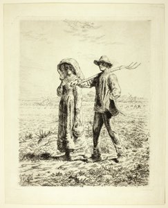 Boeren gaan aan het werk door Jean Francois Millet