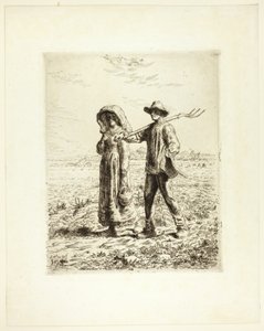 Boeren die naar hun Werk Gaan door Jean Francois Millet