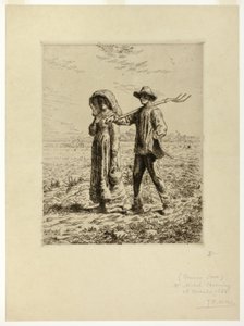 Boeren op weg naar werk door Jean Francois Millet