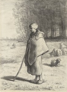 Herderin door Jean Francois Millet